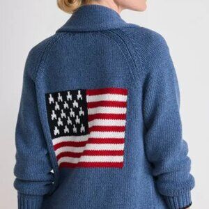 Vineyard Vines USA Intarsia Shawl Cardigan Moonshine